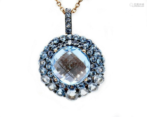 Topaz 14 Karat Rose Gold Pendant Chain Necklace