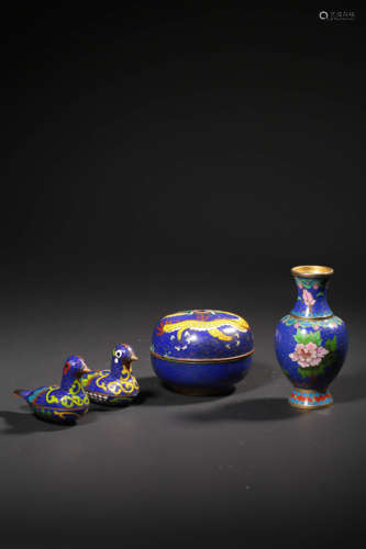 a group of chinese cloisonne enamel study items