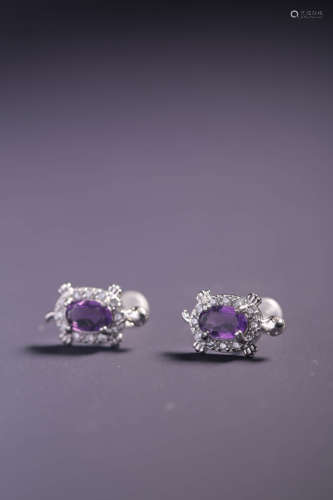 chinese 0.75 carat Sapphire turtle-shaped earring