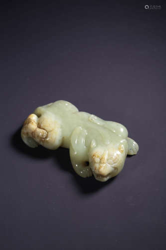 chinese white jade beast ornament