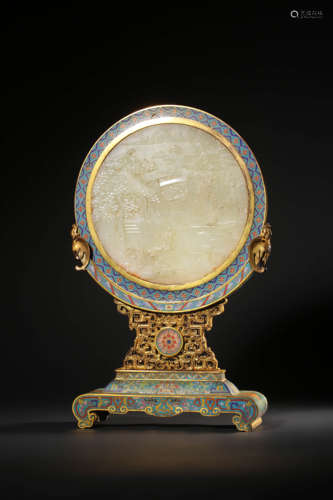 chinese gilt bronze enamel table sreeen