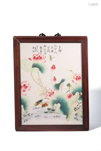 chinese famille rose porcelain hanging screen