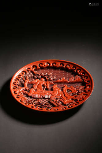 chinese red glazed porcelain dish