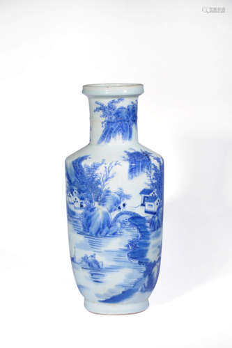 chinese blue and white porcelain rouleau vase