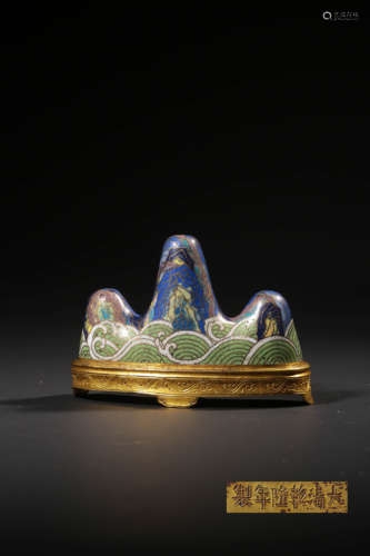 chinese gilt bronze enamel brush holder