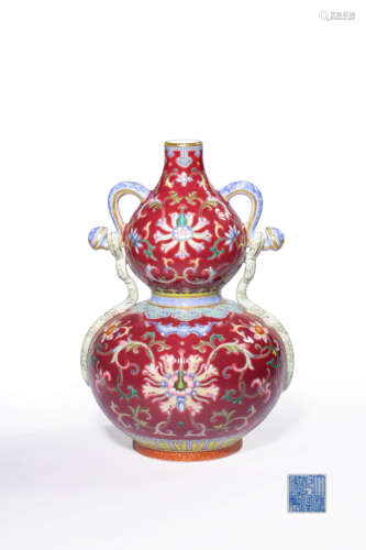 chinese yangcai porcelain gourd pot