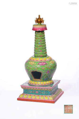 chinese famille rose porcelain stupa