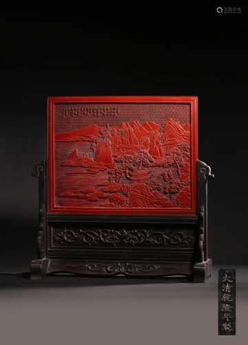 chinese red lacquer table screen