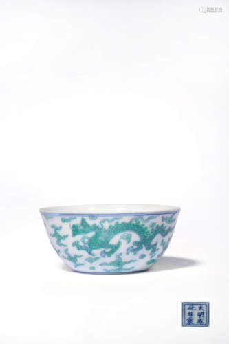 chinese green enamel porcelain cup