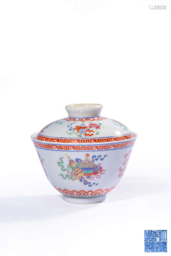 chinese famille rose porcelain bowl with lid