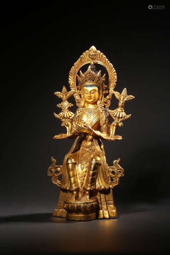 chinese  gilt bronze maitreya bodhisattva