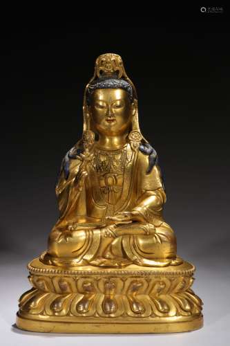 Gilt Copper Statue of Seated Avalokitesvara