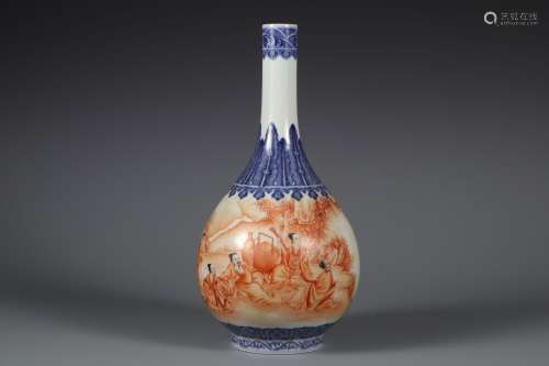 Blue-and-white Red-glazed Gall-bladder Vase