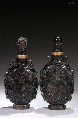 A Pair of Tea-coloured Crystal Vases