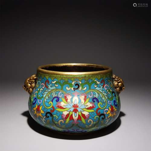 A FILIGREE ENAMELS INTERLOCK BRANCH LOTUS DECORATION DOUBLE ...