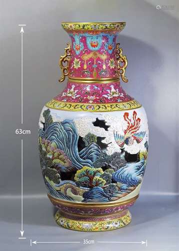 A QING DYNASTY QIANLONG FOREIN COLOR PHOENIX COMES WITH  GRA...