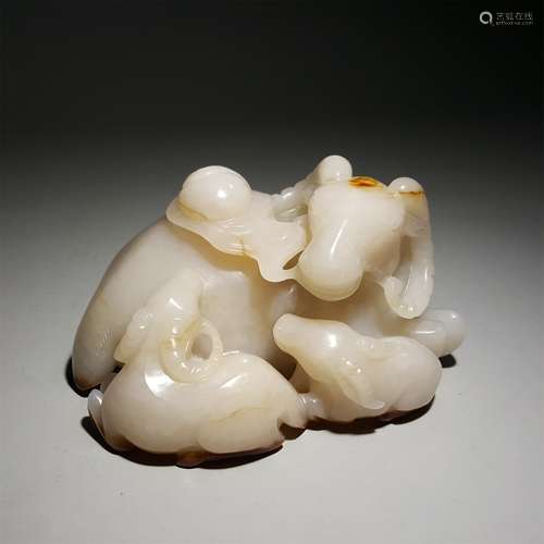 A HETIAN JADE THREE SHEEP KAITAI