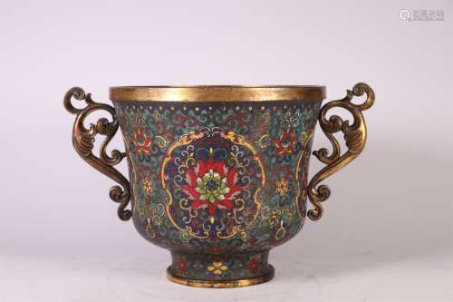 A QING DYNASTY CLOISONNE CUP