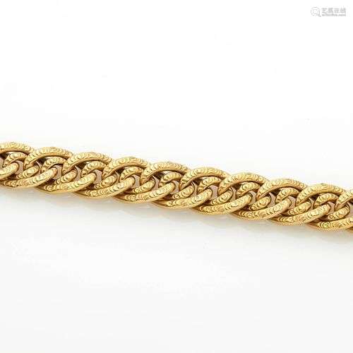 Bracelet souple en or jaune maille forçat. Long. : 19,5 cm. ...