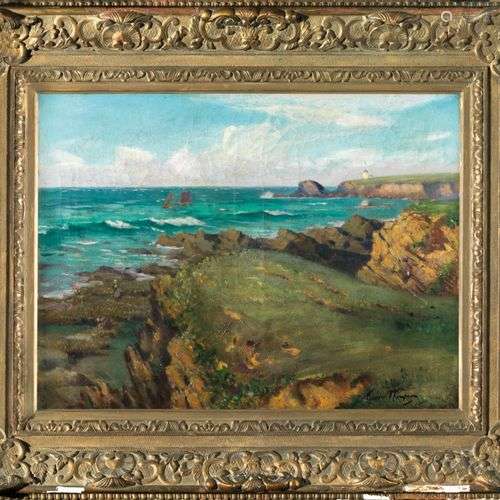 Gabriel THOMSON (1861 - 1939) Côte rocheuse Huile sur toile ...