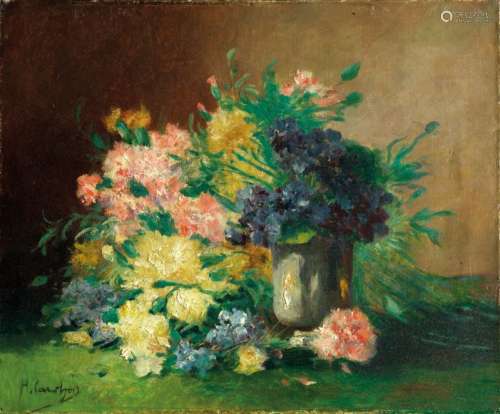 Henri CAUCHOIS (1850 - 1907) Bouquet de fleurs Huile sur toi...