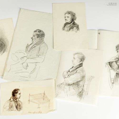 École française vers 1800 Ensemble de 6 dessins présentant d...