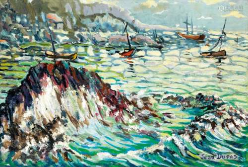 Jean DUPAS (1882 - 1964) Bord de mer Huile sur toile signée ...