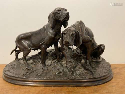 Pierre-Jules MENE (1810 - 1879) Chiens au repos, race sainto...