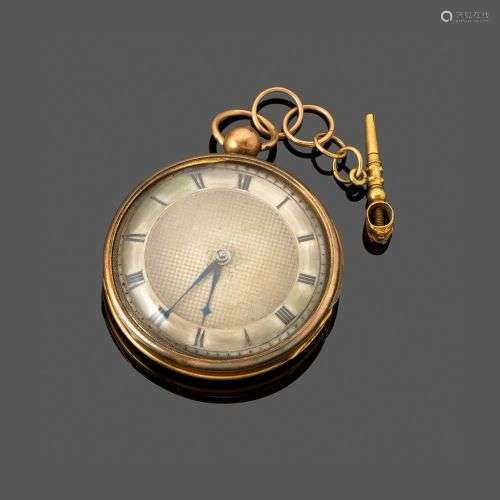 Montre de poche en or vers 1820 par Alibert. Avec une clé de...