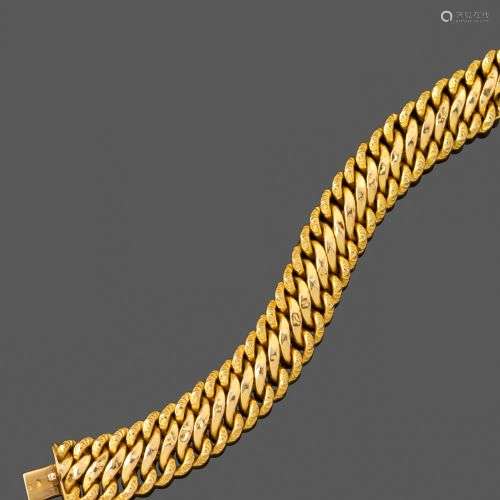 Bracelet maille américaine en or. En or jaune 18k large brac...