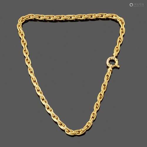 Collier souple En or jaune 18k maille allongée fantaise, fer...