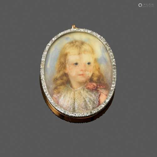 Pendentif miniature. Angleterre XIXe siècle. Belle miniature...