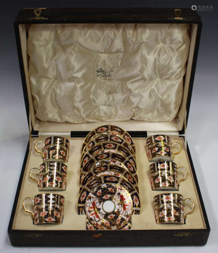 A set of six Royal Crown Derby Imari coffee cans and saucers...