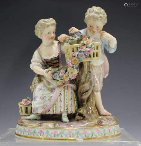 A Meissen figure group emblematic of Spring, late 19th centu...