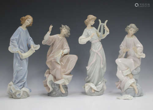 Four Lladro angels, comprising Angel with Tambourine, No. 13...