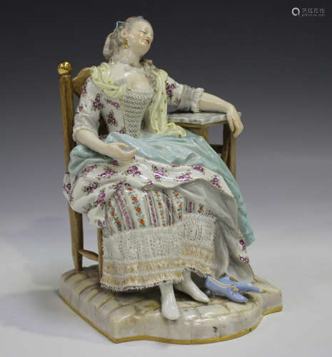 A Meissen figure of Sleeping Louise, late 19th century, mode...