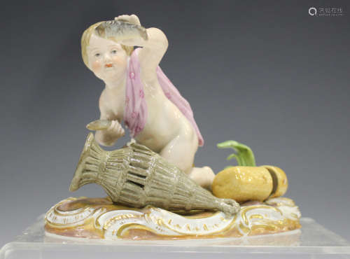 A Meissen figure emblematic of Water, late 19th century, mod...