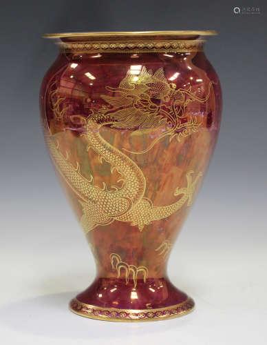 A Wedgwood Dragon lustre vase, circa 1920s, designed by Dais...