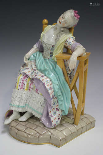 A Meissen figure of Sleeping Louise, late 19th century, mode...