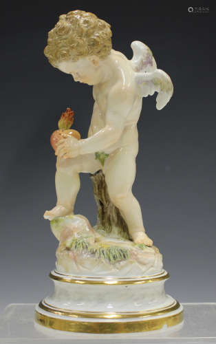 A Meissen figure of Cupid, late 19th century, modelled after...