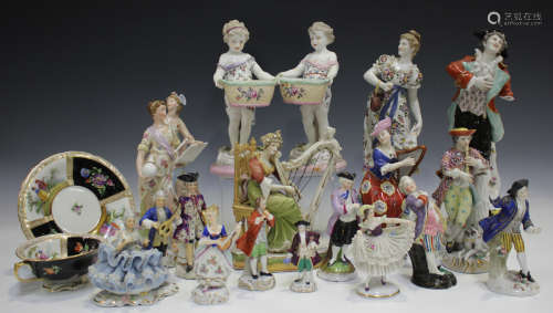 A collection of Continental porcelain figures, late 19th and...