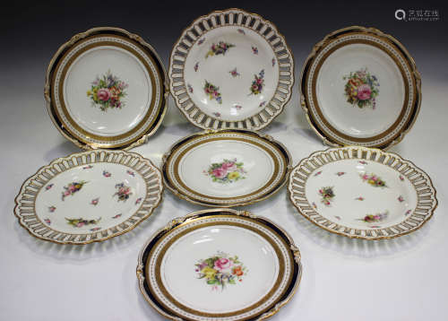 A set of four Royal Crown Derby dessert plates, circa 1919, ...