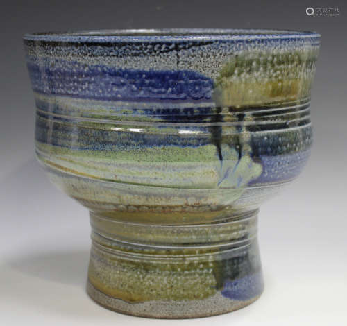 A large Jane Hamlyn studio pottery salt glazed footed bowl, ...