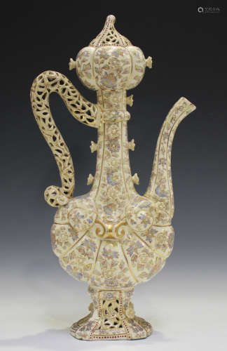 A Fischer Budapest pottery ewer, early 20th century, the fla...
