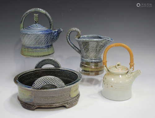 Four pieces of Jane Hamlyn studio pottery, including a salt ...