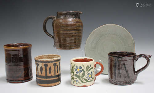 Six pieces of pottery by Robert Garnet Heal, comprising a ce...