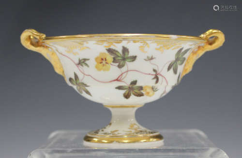 A small English porcelain two-handled footed bowl, probably ...