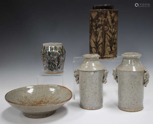 A small group of pottery by Robert Garnet Heal, comprising a...