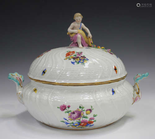 A Meissen porcelain circular tureen and cover, late 19th cen...