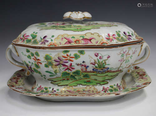 A Spode's New Stone soup tureen, cover and stand, circa 1840...